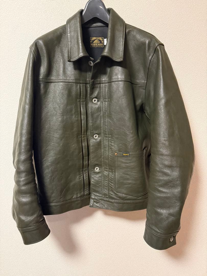 トロフィークロージング　レザジャケット　TRL-24 オリーブ　42