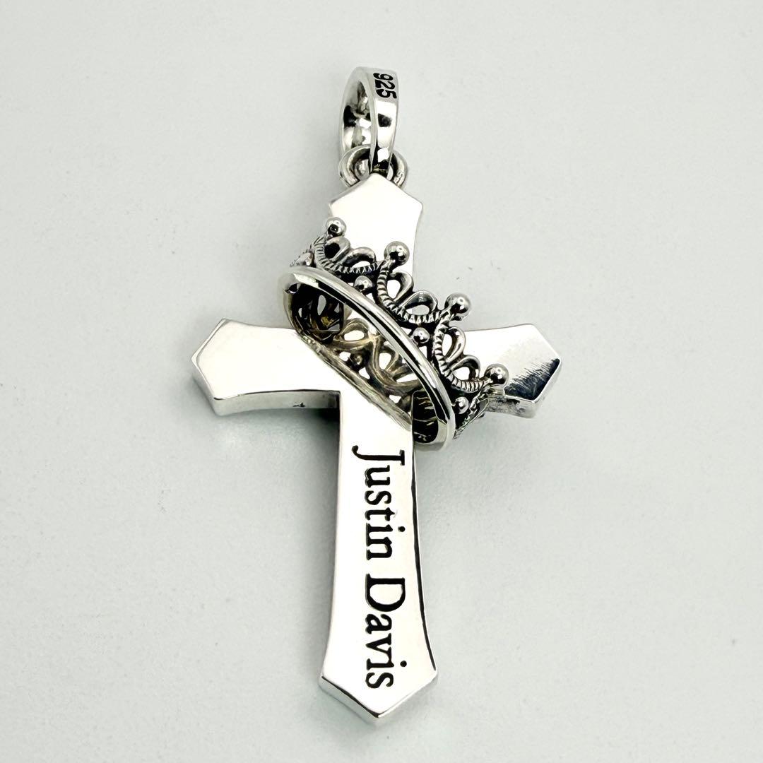 ◆【極美品】Justin Davis CROSS WITH CROWNペンダント