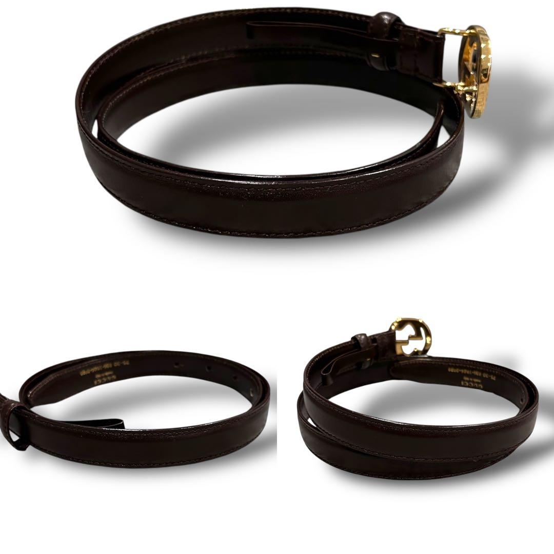 極美品 GUCCI グッチ インターロッキング ベルト レディース GGバックル