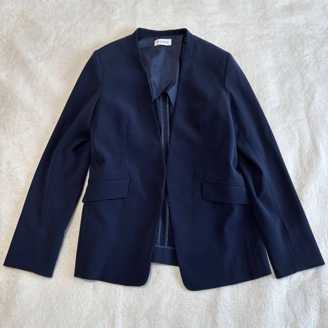 ✨️美品✨️ PLST プラステ スーツ パンツ ノーカラー ネイビー M 紺色