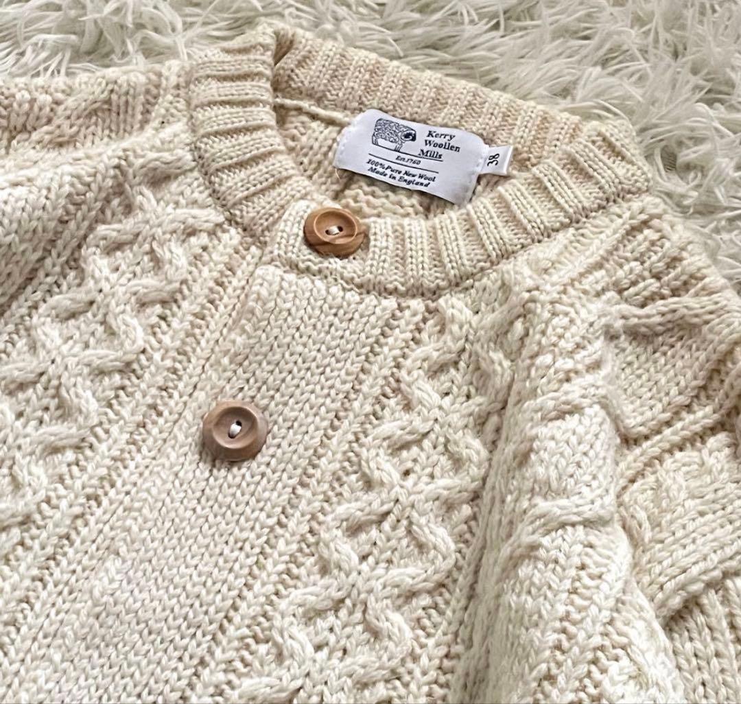 【美品】Kerrywoollenmills ケーブルニットカーディガン