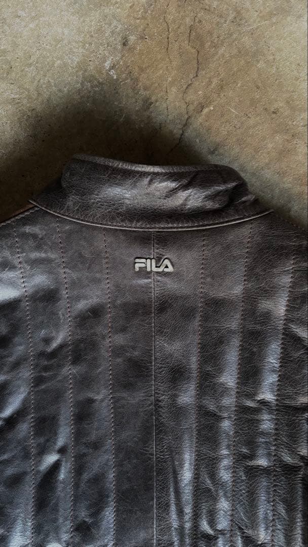 希少 FILA×Ferrari ダークブラウン レザージャケット 90s