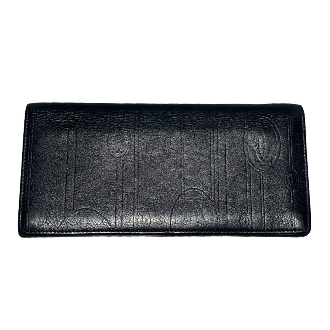 カルティエ Cartier 二つ折り 長財布 レザー 革 ブラック 黒