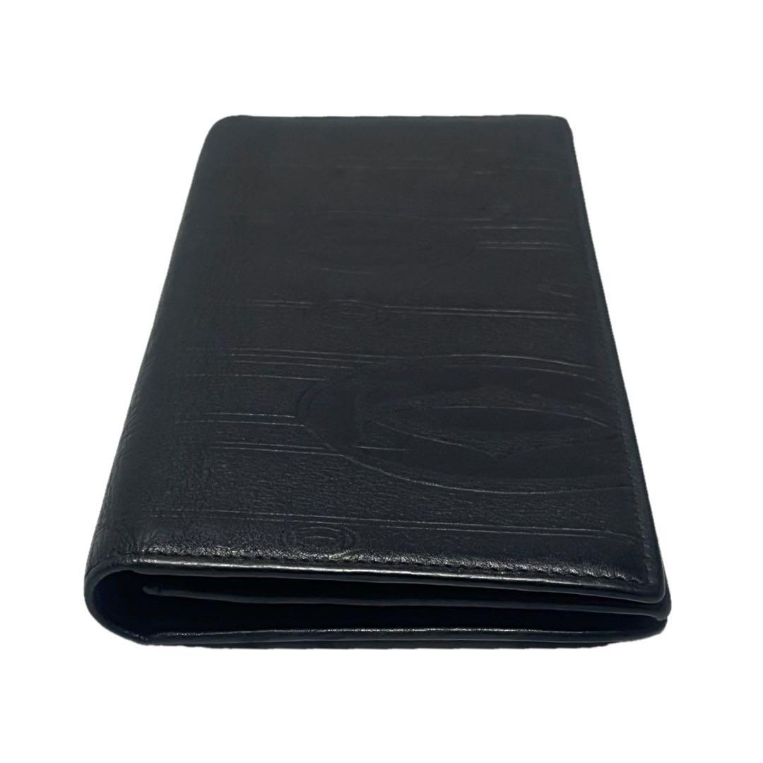 カルティエ Cartier 二つ折り 長財布 レザー 革 ブラック 黒