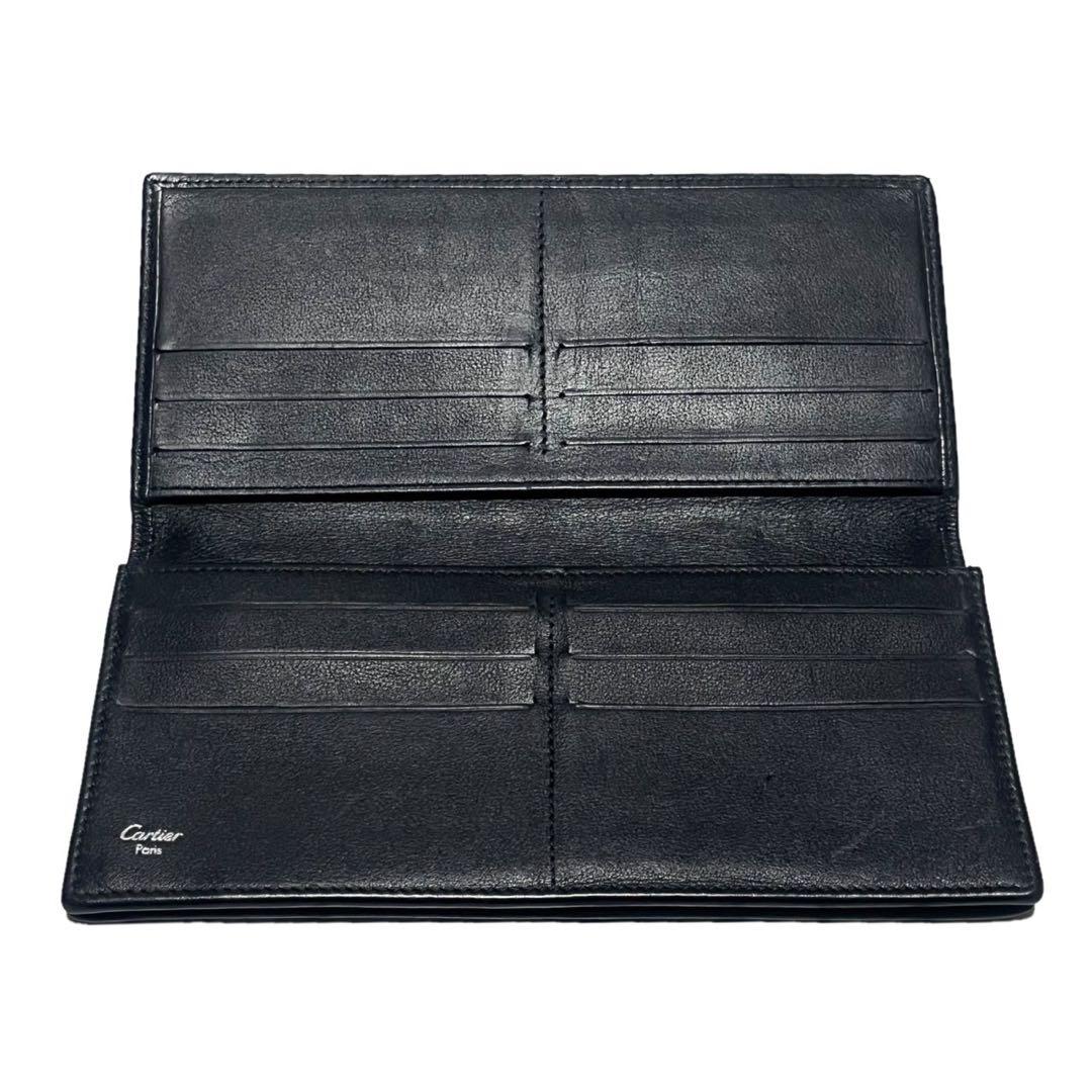 カルティエ Cartier 二つ折り 長財布 レザー 革 ブラック 黒