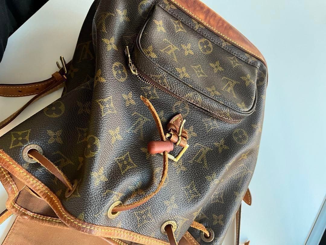 ルイヴィトン　リュック　モンスリ　モノグラム　ヴィンテージ　レトロ　総柄　平成