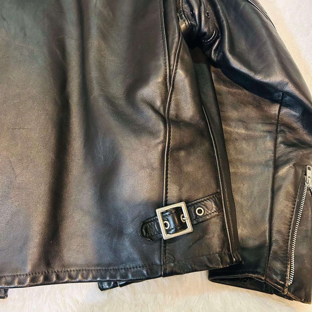 SHOTT レザーシングルライダース 641ブラックサイズ38 ボアライナー付き