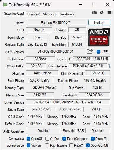 グラフィックボード・グラボ・ビデオカード ASRock Challenger Radeon RX 5500XT 8G OC