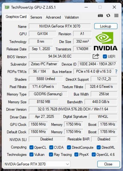 グラフィックボード・グラボ・ビデオカード ZOTAC GAMING GeForce RTX 3070 AMP Holo