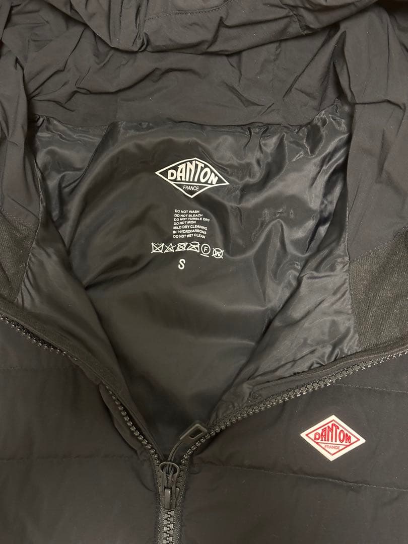 DANTON フード付きロングダウンジャケット S ブラック　美品