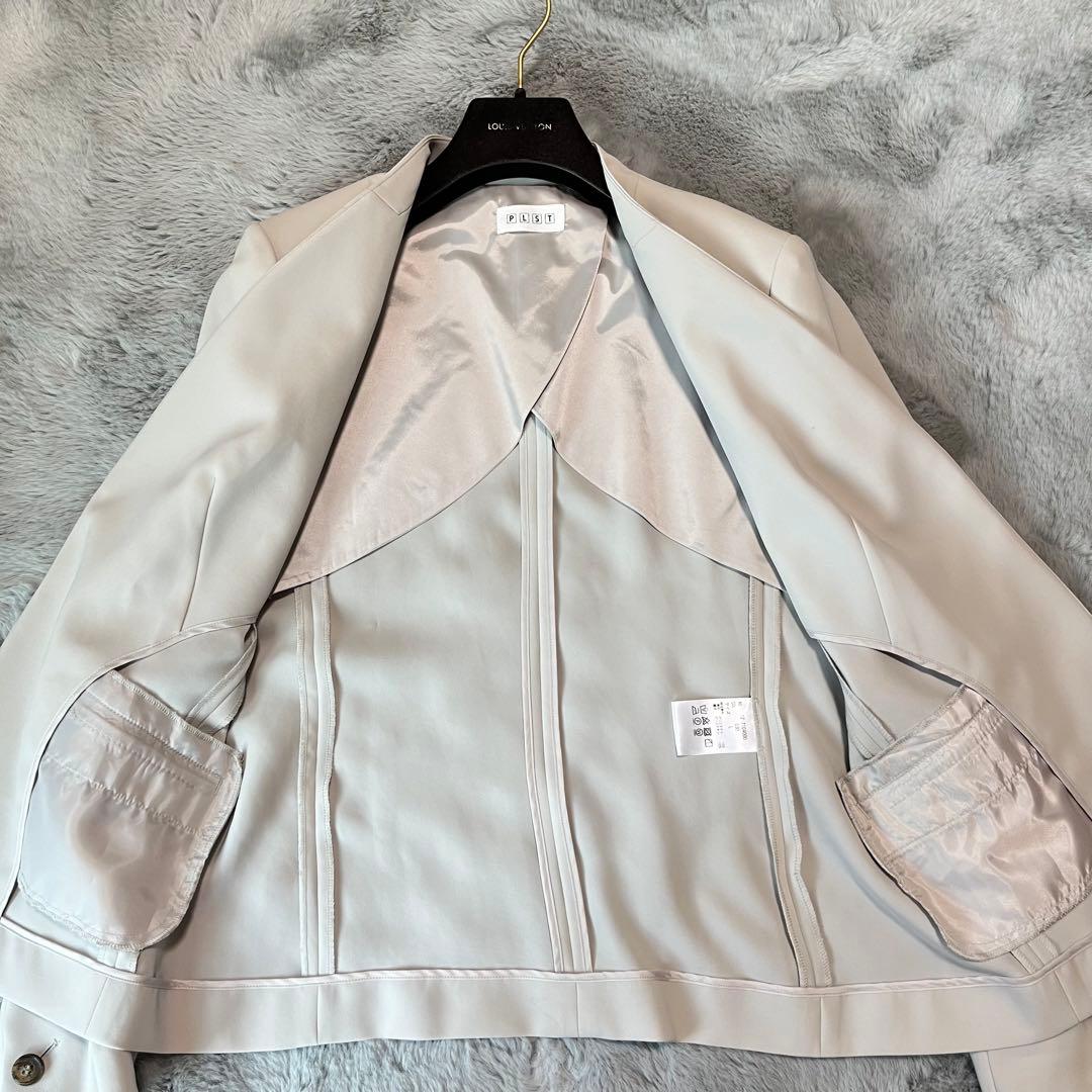 美品 プラステ スーツ セットアップ ノーカラー カラーレス ズボン 洗える L