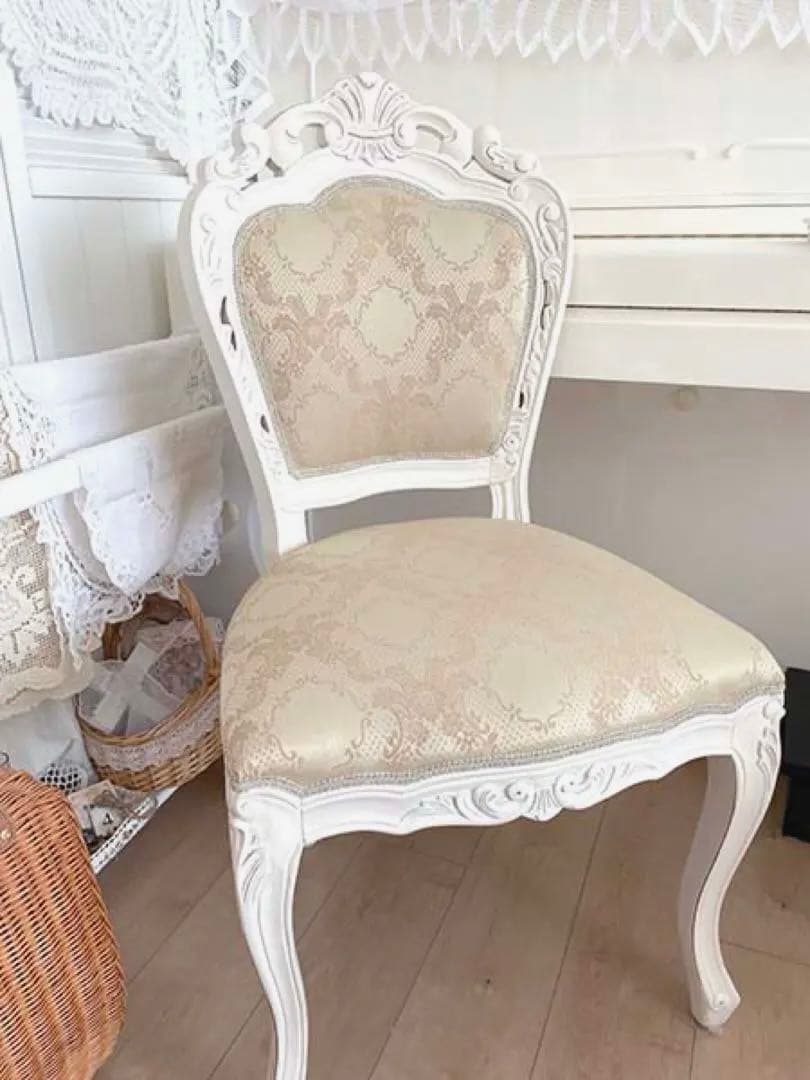 アンティーク 猫脚 チェア 椅子 ロココ ホワイト シャビーシック