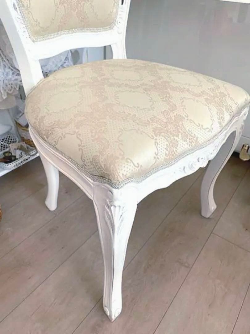 アンティーク 猫脚 チェア 椅子 ロココ ホワイト シャビーシック