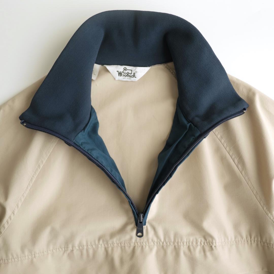 WOOLRICH USA製80s アノラックジャケット ベージュ/ネイビー M