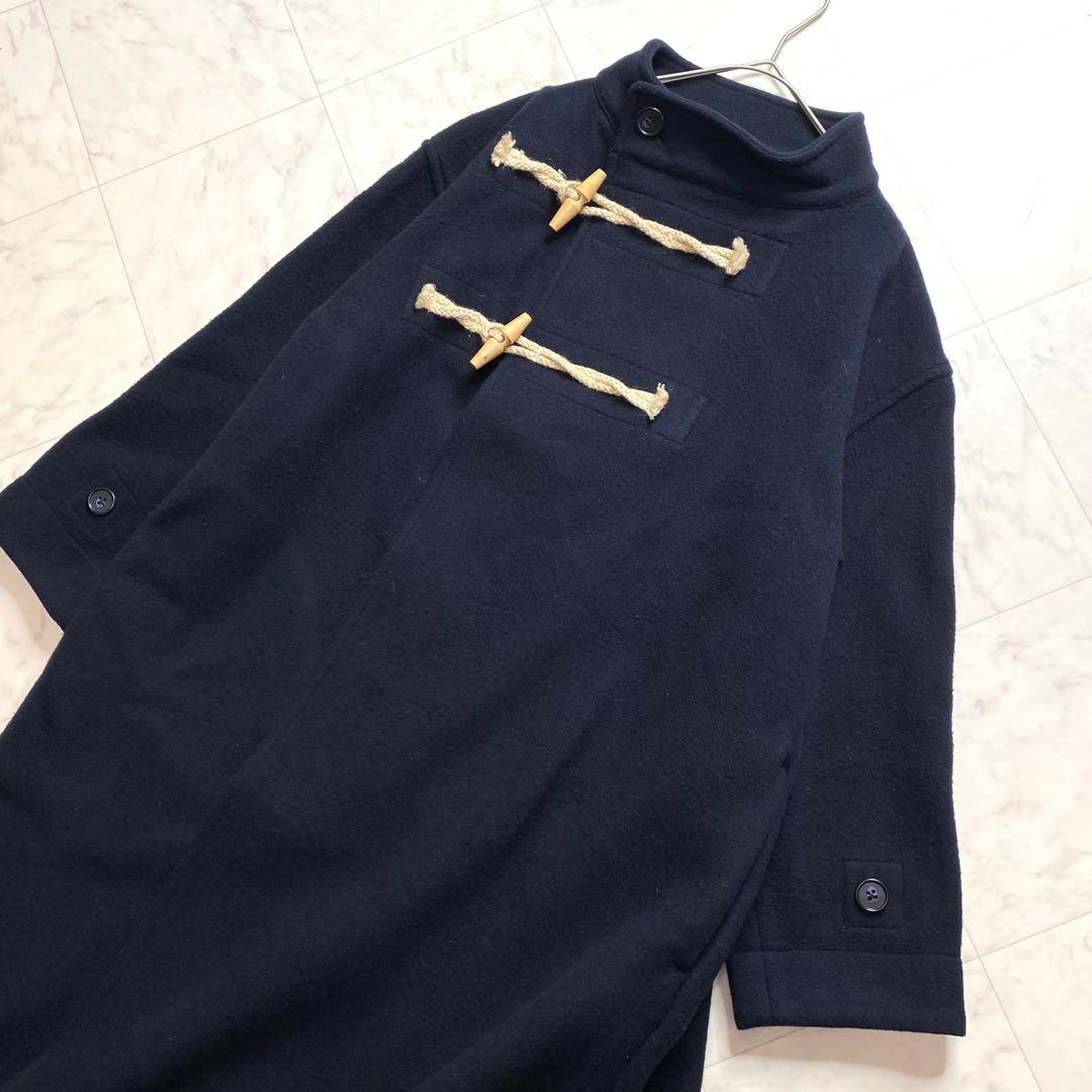 グランマママドーター　ネイビー濃紺　スタンドカラー　ダッフルコート　ロングコート