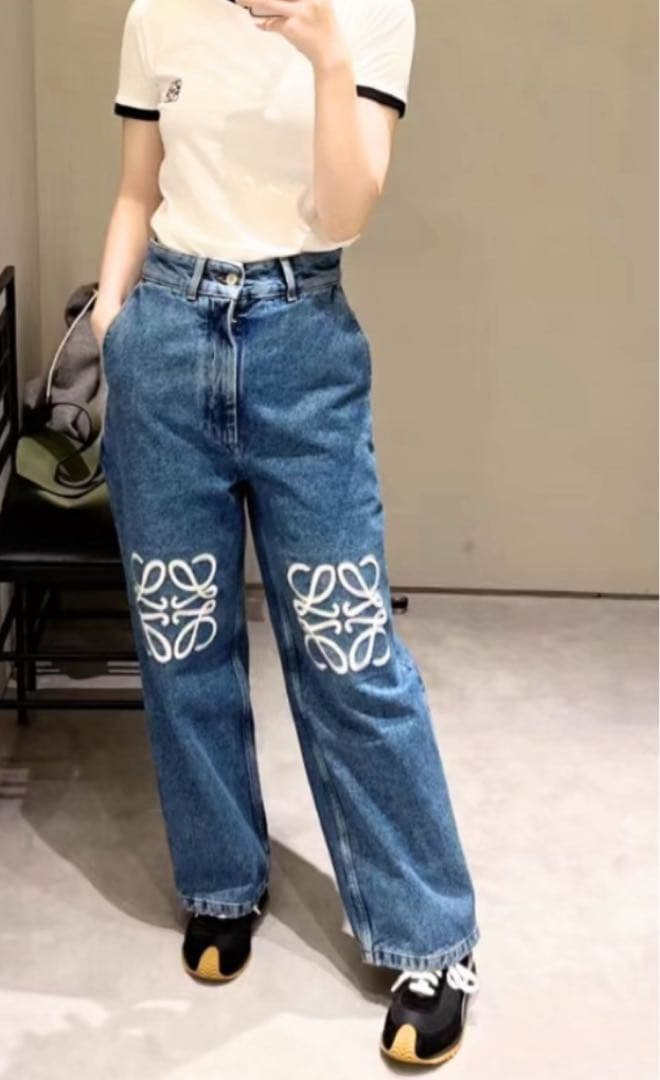 新春‼️ 未使用同様❣️ロエベアナグラムバギーデニム❣️38可愛い