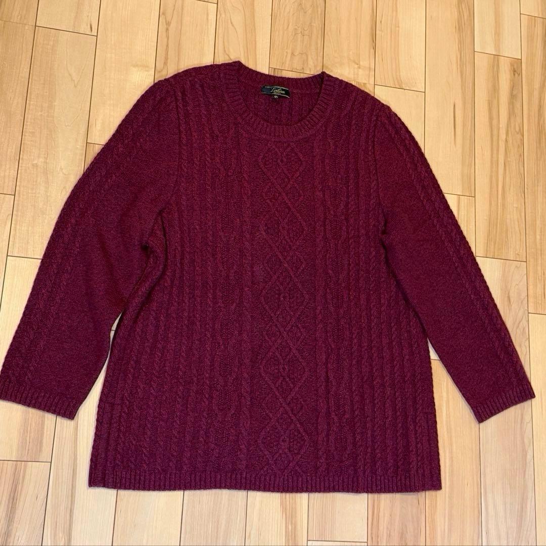 美品★Leilian レリアン　13号＋ ニット　セーター　カシミヤ混　ボルドー