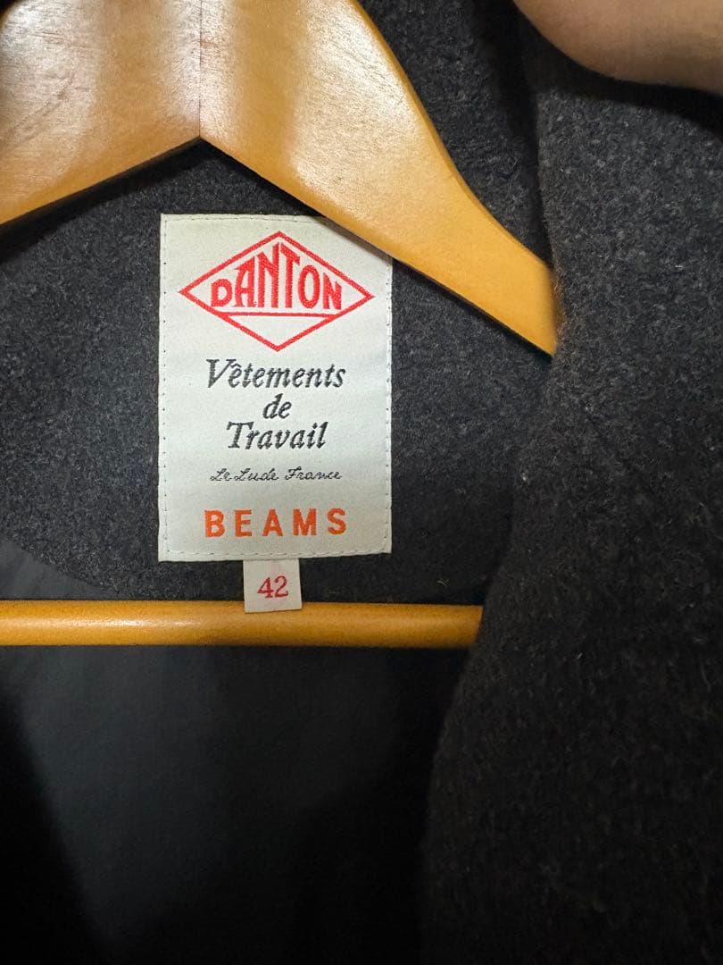 ダントン ビームス別注 ウールモッサ ダウンジャケット くるみ 黒グレー 42