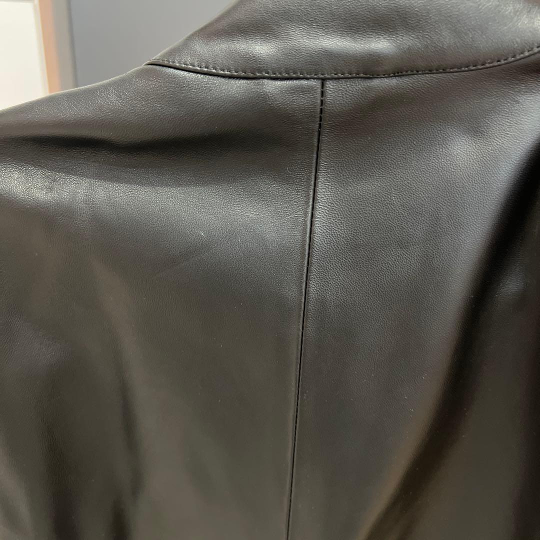 EDIFICE ブラックレザー シングルライダース L