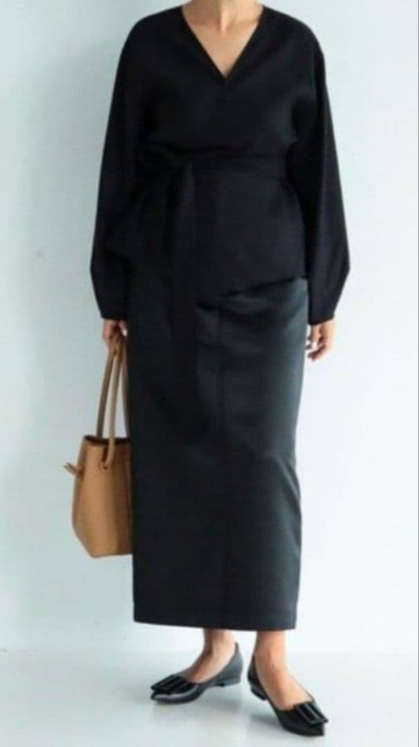 Demi-Luxe BEAMS グロスサテン タイトスカート.M 目黒越子