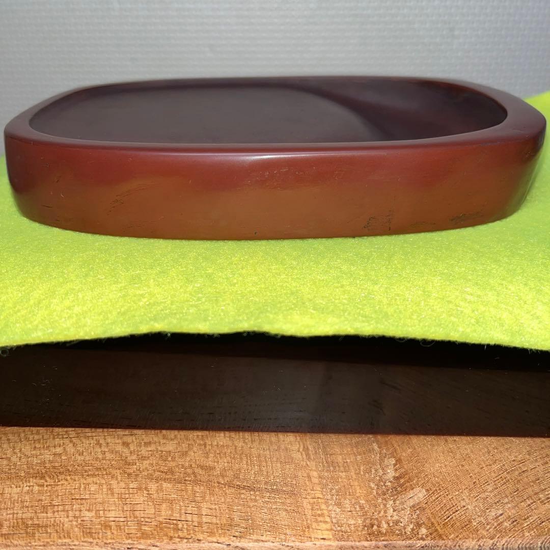 ⭕️岩手県　紫雲石硯　4代　佐藤鐡治　小判型硯　希少　姿が美しい　記念品