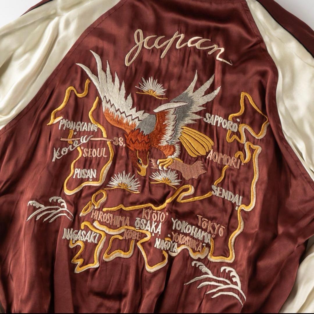 00s フラットヘッド スカジャン リバーシブル 黒x茶 M