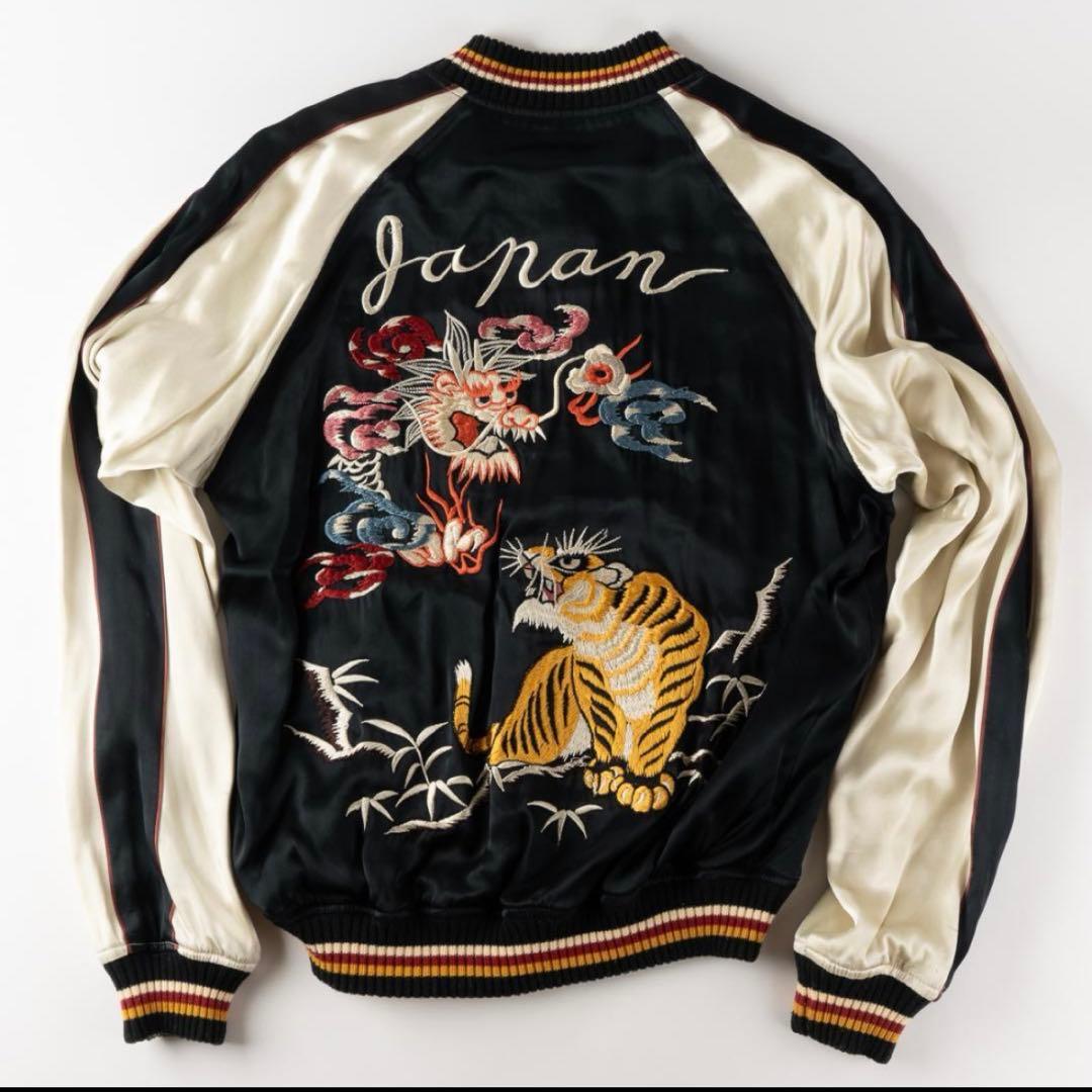 00s フラットヘッド スカジャン リバーシブル 黒x茶 M