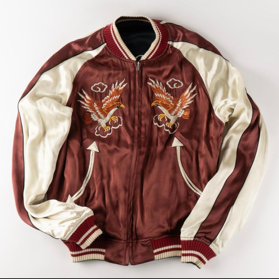 00s フラットヘッド スカジャン リバーシブル 黒x茶 M