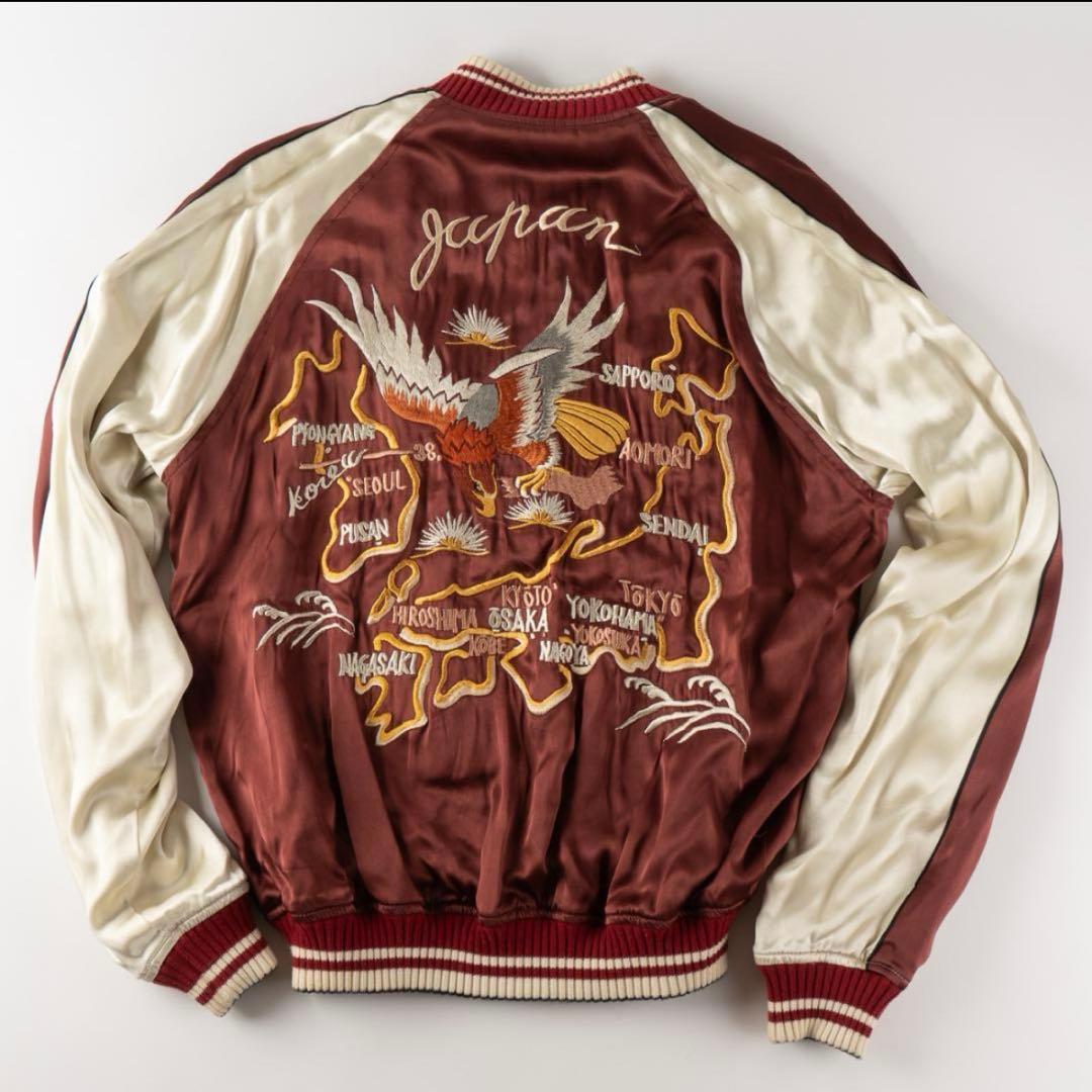 00s フラットヘッド スカジャン リバーシブル 黒x茶 M