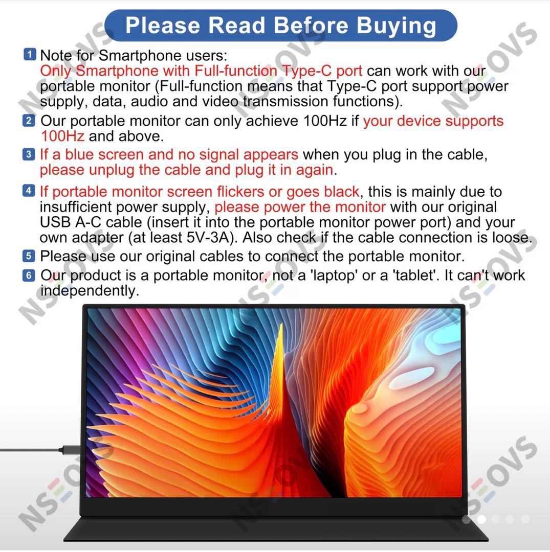 新品未使用NSEOVS 18.5インチ ポータブルモニターFHDモバイルモニター