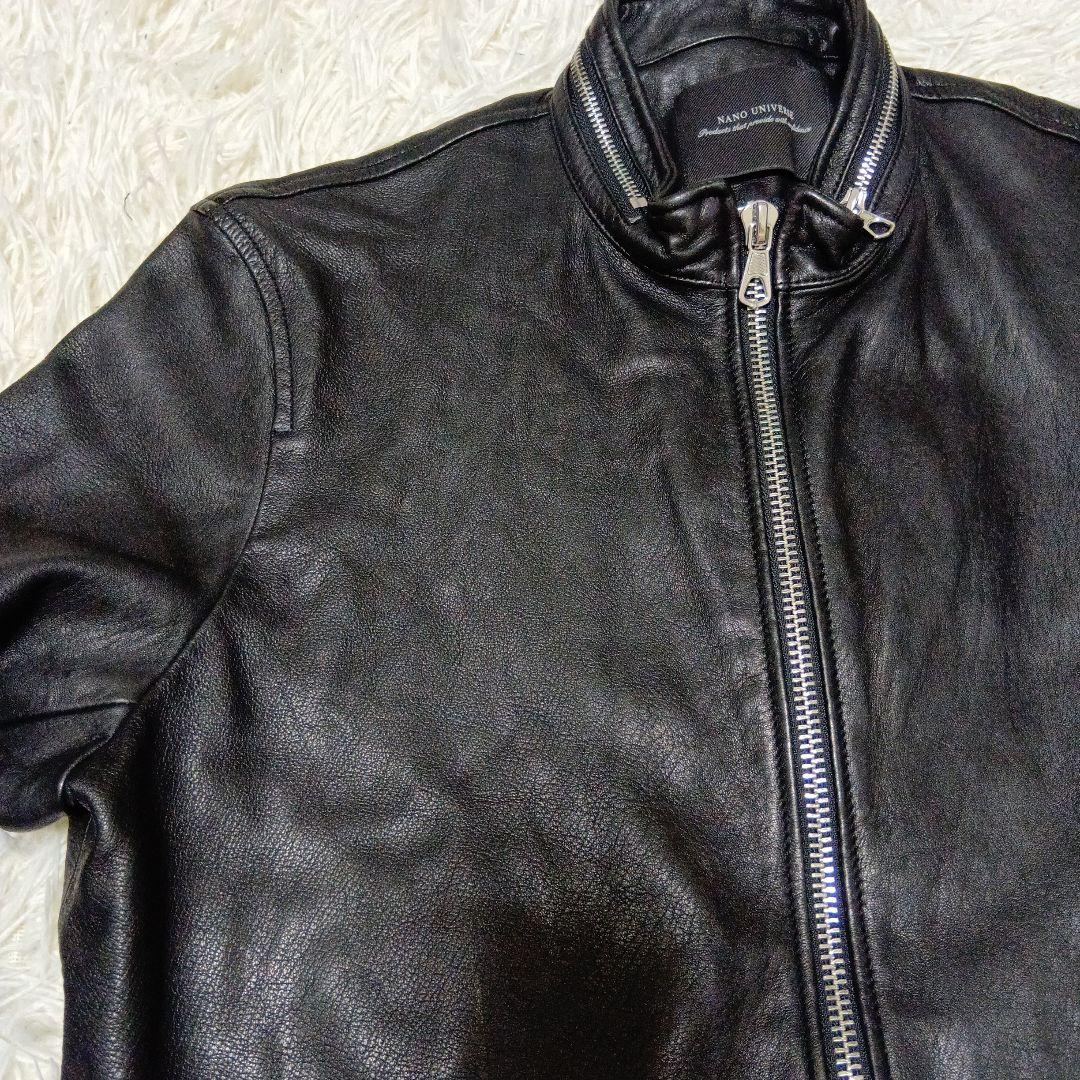 NANO UNIVERSE 　シングルライダース　ジャケット　ラムレザー　L　黒