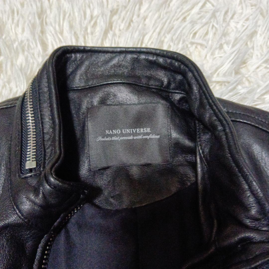 NANO UNIVERSE 　シングルライダース　ジャケット　ラムレザー　L　黒