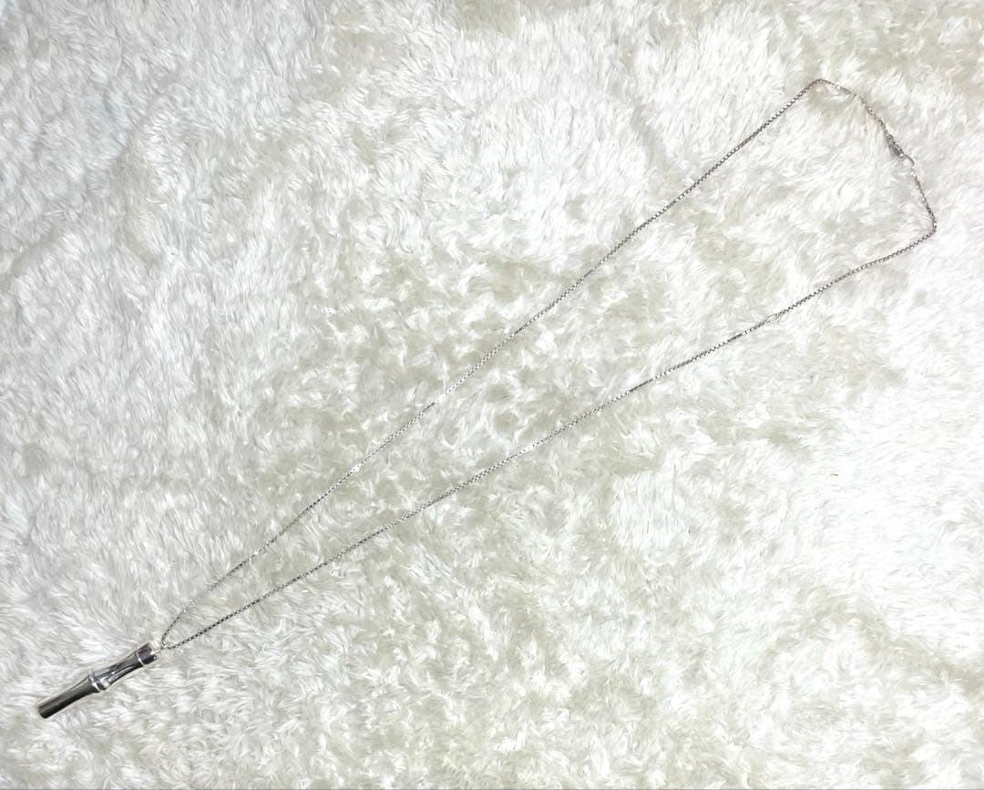 【極美品】グッチ　バンブーロングネックレス　シルバー925 箱、ポーチセット