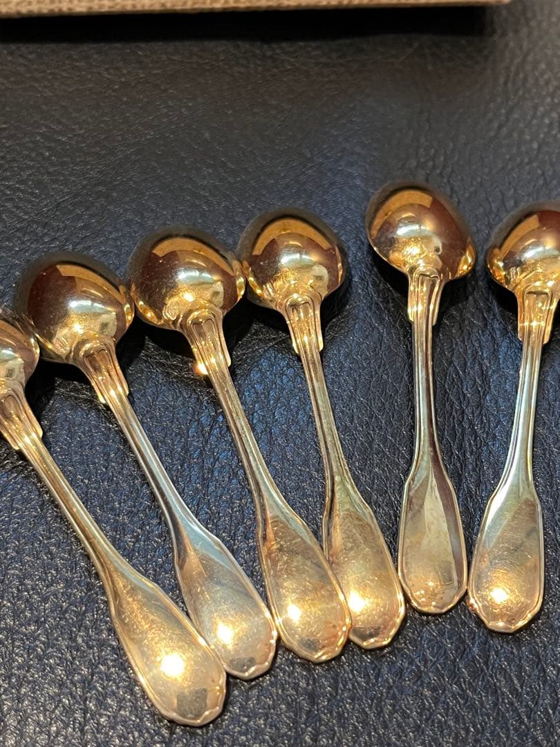 Christofle 純銀950製　ヴェルメイユ　箱入りスプーンセット 12本