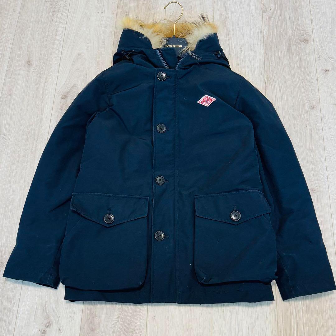 【美品】ダントン　ダウンジャケット　コート　ファー　2way　ネイビー　XS相当