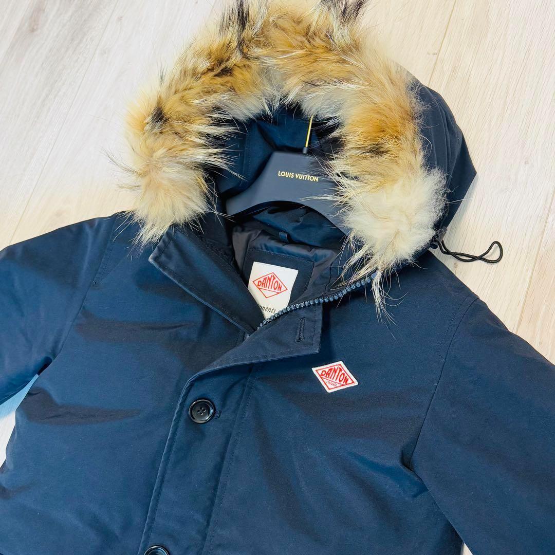 【美品】ダントン　ダウンジャケット　コート　ファー　2way　ネイビー　XS相当