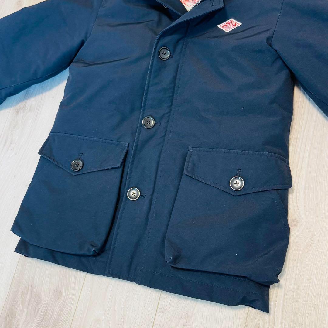 【美品】ダントン　ダウンジャケット　コート　ファー　2way　ネイビー　XS相当