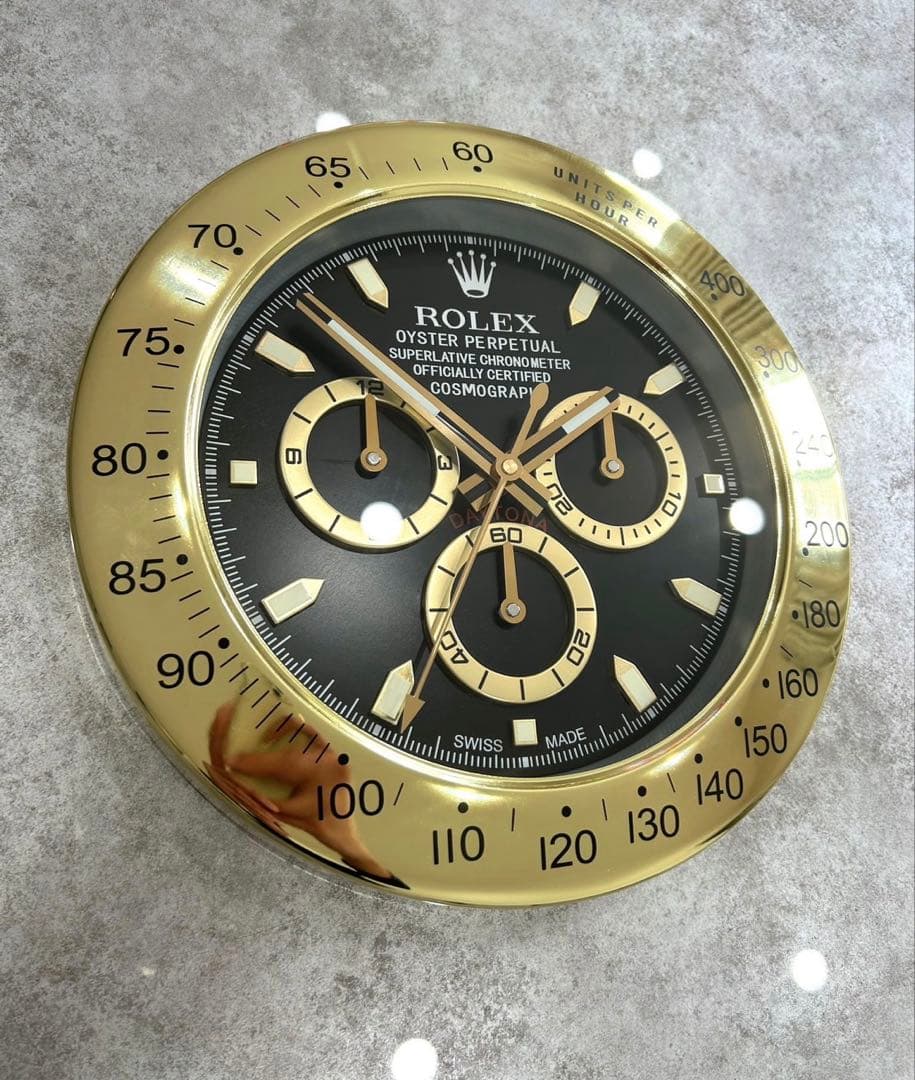 海外販促品 ROLEX コスモグラフ　デイトナ　大型掛け時計　ゴールド/ブラック