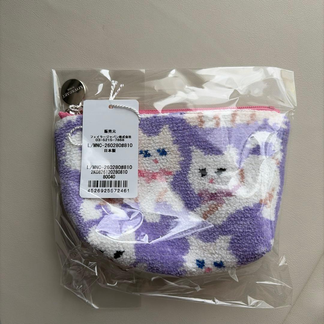 フェイラー　LOVERARY モフモフネコチャン　舟型ポーチS WEB限定