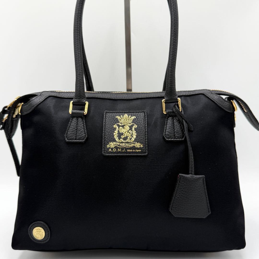 【極美品】ADMJ ナイロンリュクスマーキスボストン ロゴ 現行品 ブラック