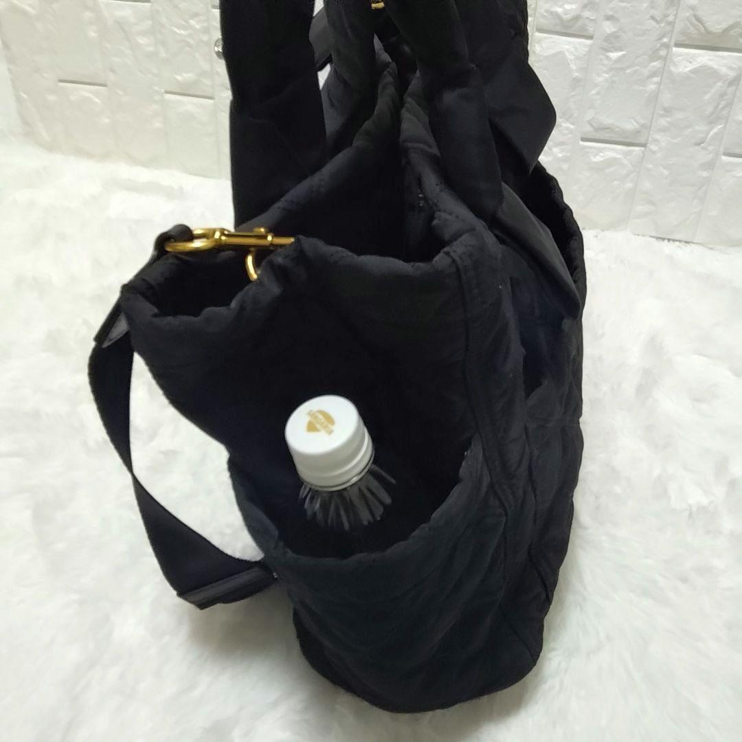 大容量 A4スッポリ2way マザーズバッグ トート キルティング 黒 付属品有