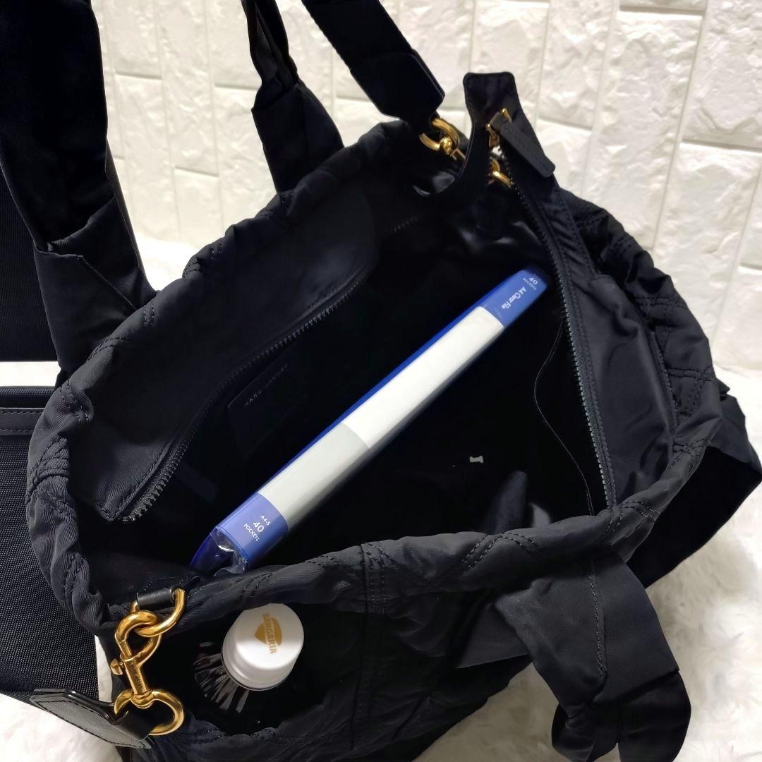 大容量 A4スッポリ2way マザーズバッグ トート キルティング 黒 付属品有