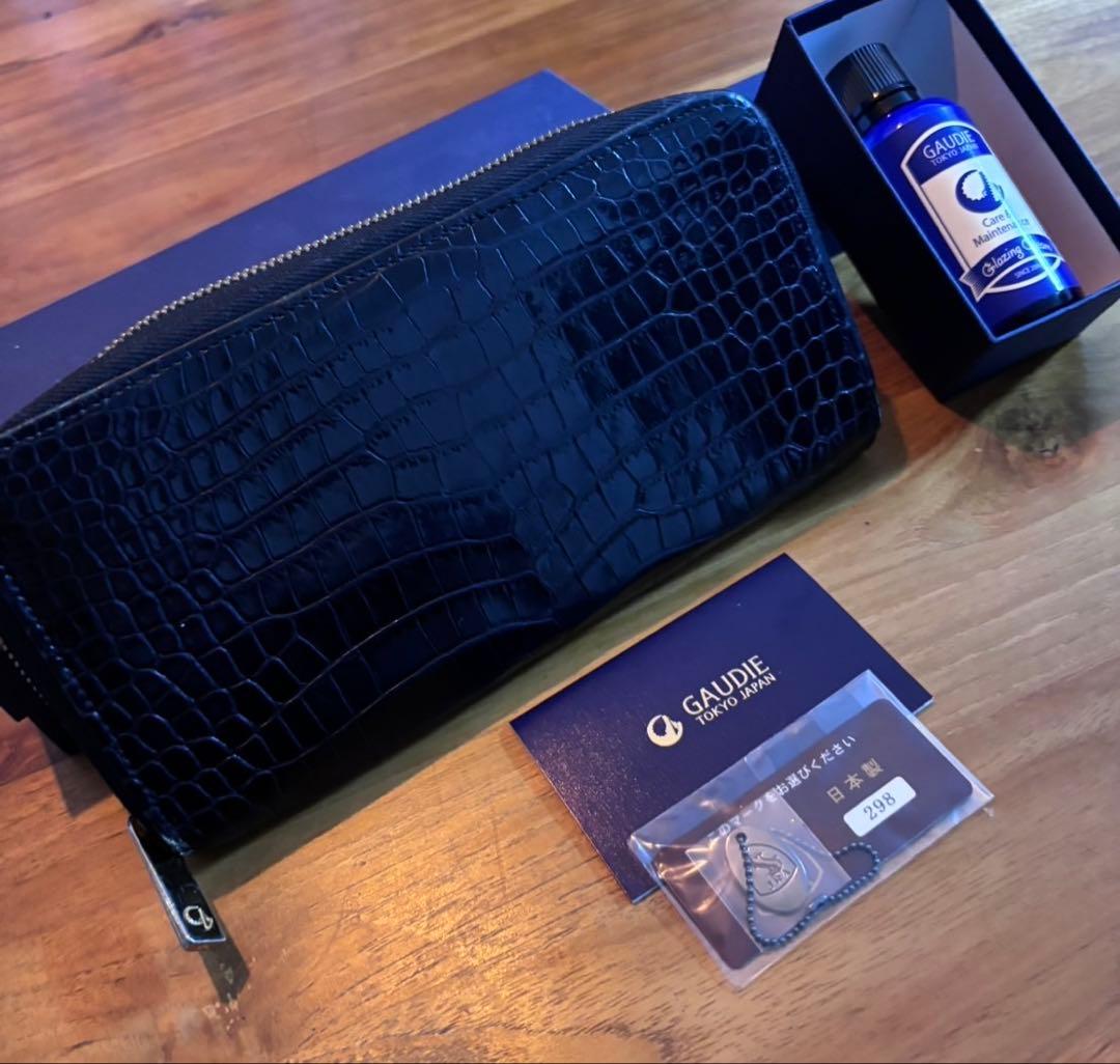 翠　GAUDIE ガウディ クロコダイル 長財布 ブラック 付属品あり