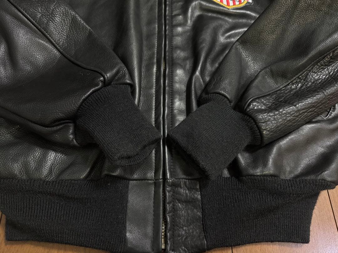 稀少 Delong USA製 刺繍ワッペン オールレザージャケット Lサイズ