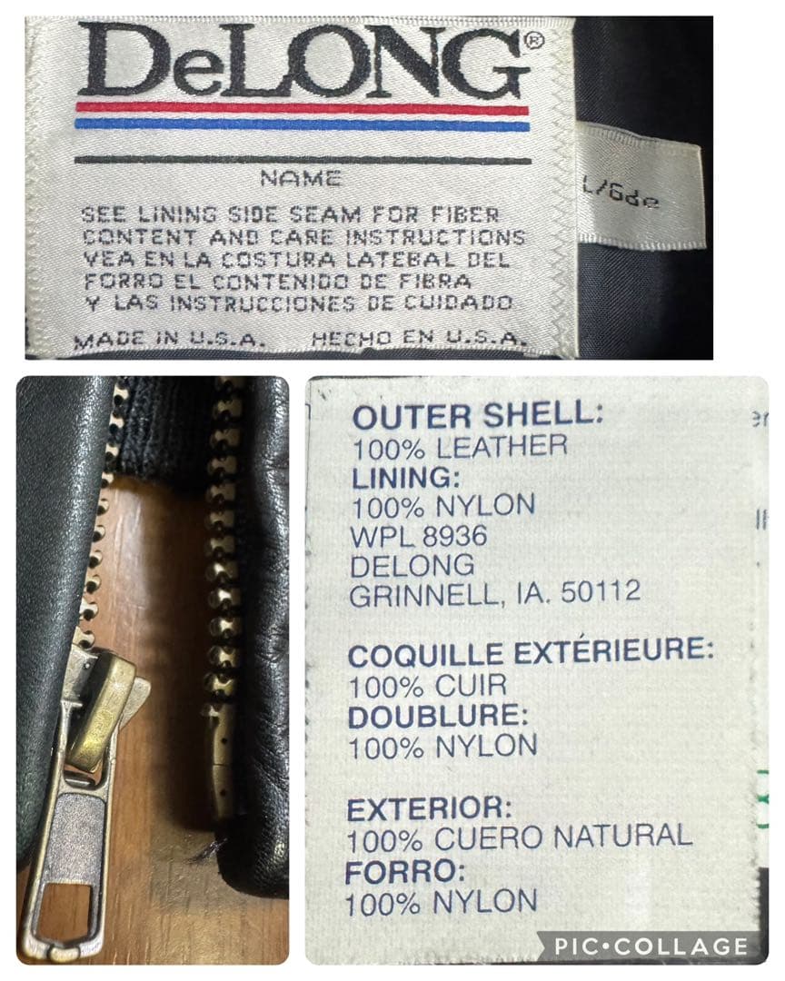 稀少 Delong USA製 刺繍ワッペン オールレザージャケット Lサイズ