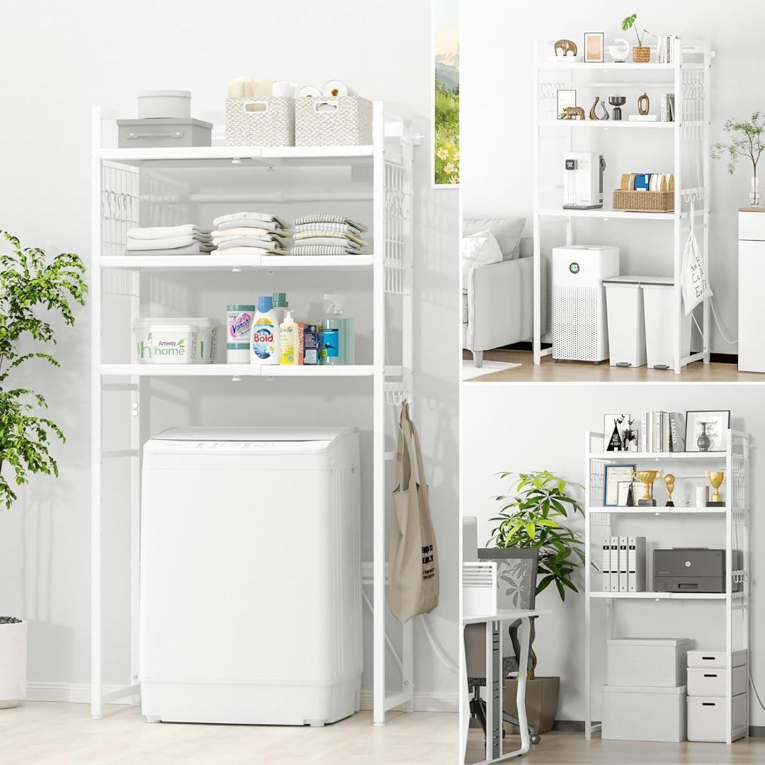 ゴミ箱上ラック 冷蔵庫上ラック 伸縮可 2口コンセント付き 多機能 新生活