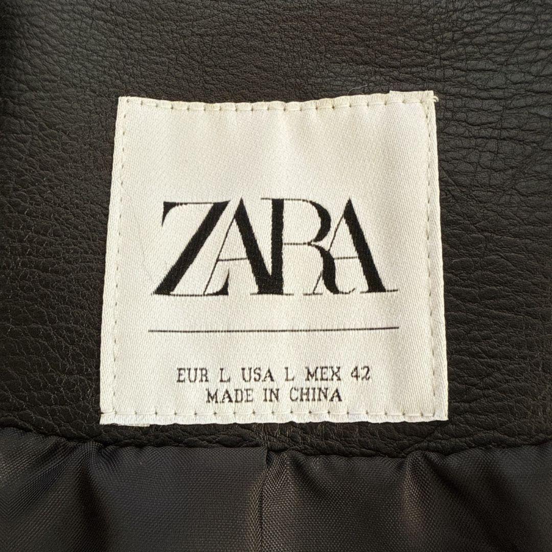 ZARA レオパード 豹柄 フェイクレザー ダブルライダース レザージャケット