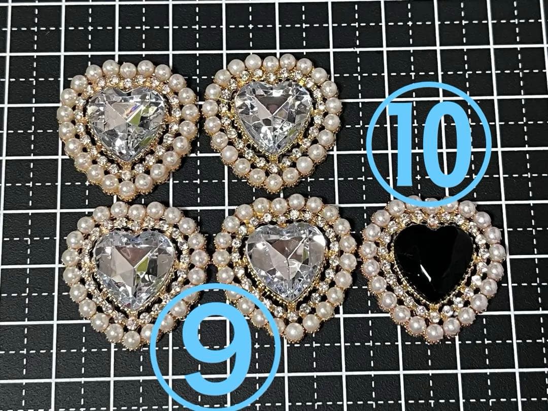 パール ビジュー ハート センター パーツ 藍色 18個