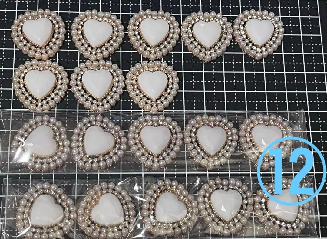 パール ビジュー ハート センター パーツ 藍色 18個