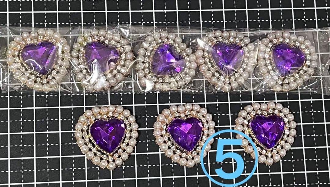 パール ビジュー ハート センター パーツ 藍色 18個